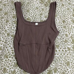 Victoria's Secret Brown Ribbed Sleeveless Bodysuit